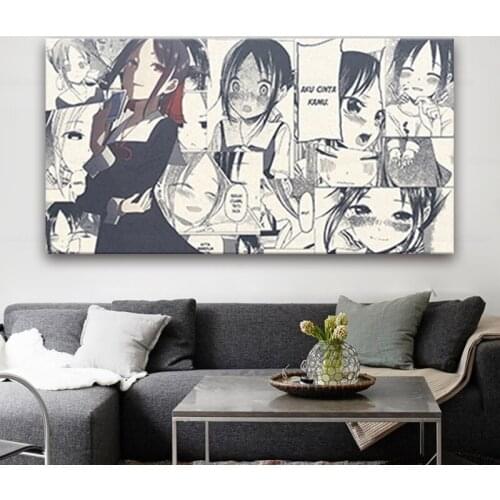 Shinomiya Kaguya Love is War anime Painting Wall Art Poster Framed Canvas Home Bedroom Dorm Art Decoration Wooden Frame Prints