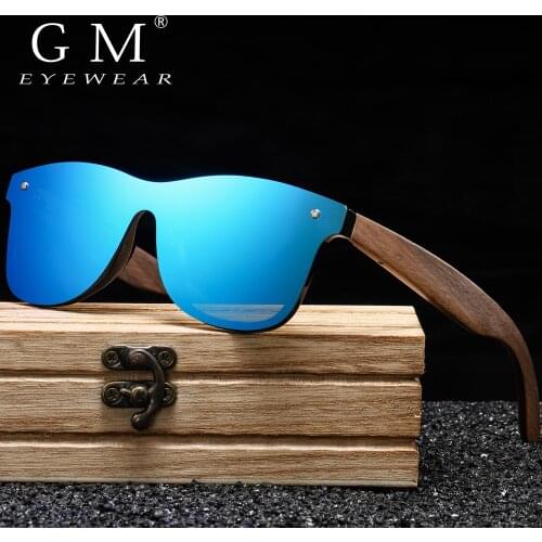 GM Walnut Wooden Sunglasses Men Women Brand Designer Retro Wood Sun Glasses For Men Mirror Shades Fashion Oculos Gafas De Sol