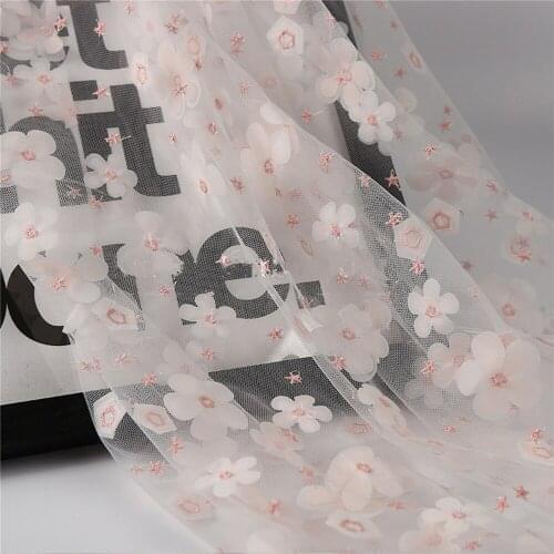 Light pink 3D embroidered Lace fabric 3d double layer flower bridal lace fabric applique costume wedding garment accessories