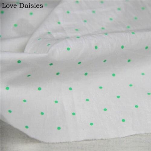 WHITE Fluorescent GREEN Polka Dots 100% Cotton Printed Fabric Thin for DIY Clothing Summer Shirt Dress Blouse Craft Quilt Tissue