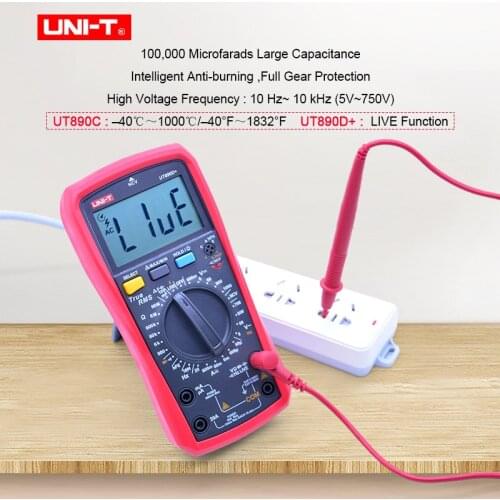 True RMS Digital Multimeter UNI-T UT890C UT890D+AC DC voltage Current meter Resistance Capacitance ACV Frequency Measure LCD NCV