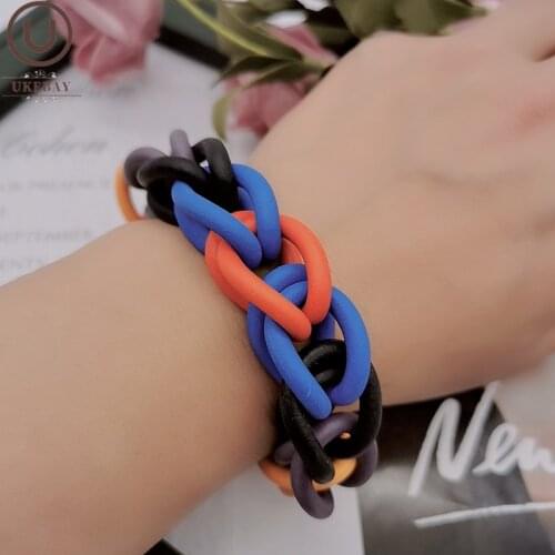 UKEBAY New Multicolor Rubber Bracelets For Women Handmade Designer Luxury Bangles Chain 8 Colors Vintage Gothic Bracelet Jewelry