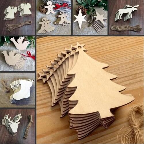 Christmas Tree Ornaments Wood Chip Wholesale Snowman Tree Deer Socks Hanging Pendant Christmas Decoration Xmas Gift