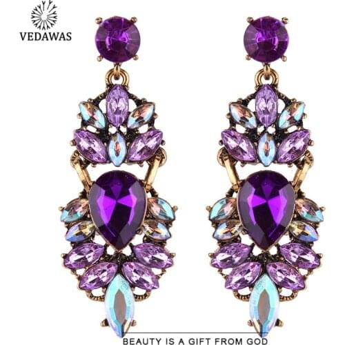 Vedawas Hot Sale Luxury Crystal Dangle Earrings For Women Fashion Jewelry Gothic Accessories Multicolor Trendy Drop Earring Gift