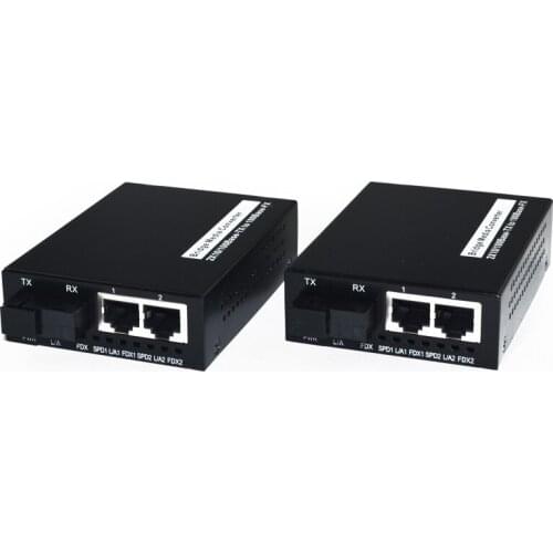 1 Pair 1F2E Fiber Fast Ethernet switch, 1 single-fiber single-mode optical, 2 megabit 100M RJ45 network SC transceiver
