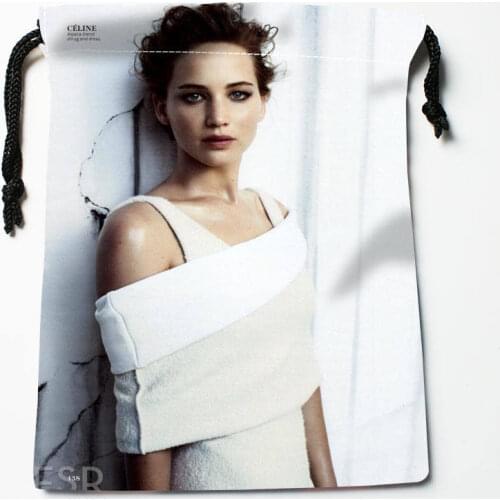 High quality Custom Jennifer Lawrence printing storage bag drawstring bag gift Satin bags 18*22cm Compression Type Bags