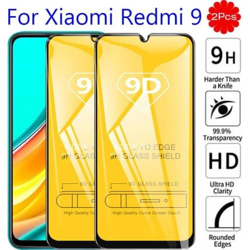 2Pcs 9D Full Cover For Xiaomi Redmi 9 Protective Glass on Xiomi Redmi 9 Tempered Glass Xaomi Redmi9 M2004J19AG Screen Protectors
