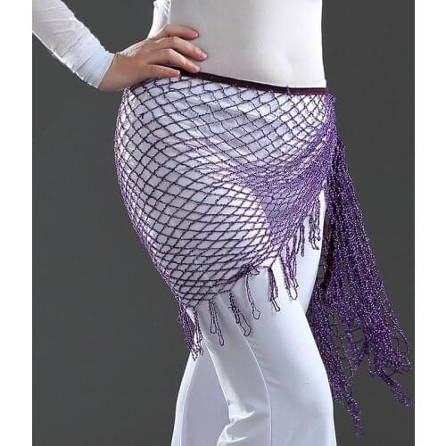 16 Colors Women Belly Dance Clothes for Practice Wrap Belt Hand Crochet Beaded Dancewear Belly Dance Hip Scarf Belt