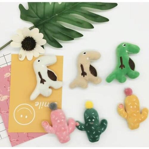 10pcs/lot DIY Handmade cute Cactus crocodile dolls Padded Patches Appliques For Clothes Sewing Supplies DIY Hair Decoration