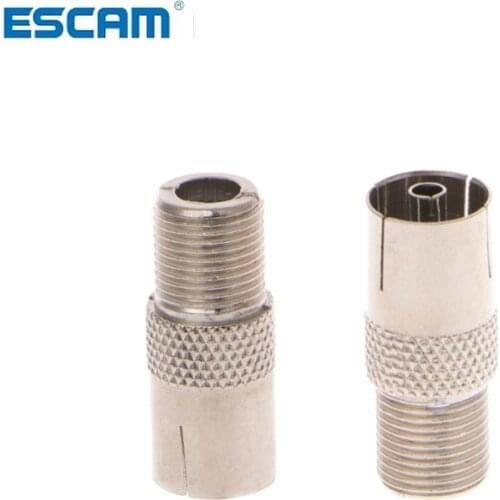 ESCAM 10pcs F female Plug to PAL Female Jack Straight RF coaxial adapter F-type connector TV