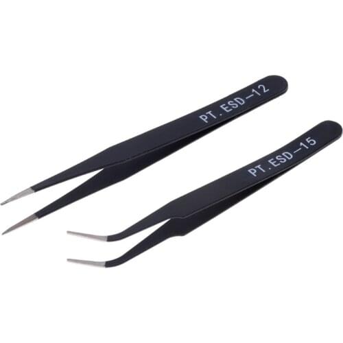 2pcs Stainless Steel Nail Tools Eyelash Extension Tweezers Nippers Pointed Clip X7YB