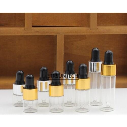 300pcs 1ml 2ml 3ml 5ml Portable Amber Aromatherapy Esstenial Oil Bottle with Glass Eye Dropper Mini Empty Dropper Bottle F3410
