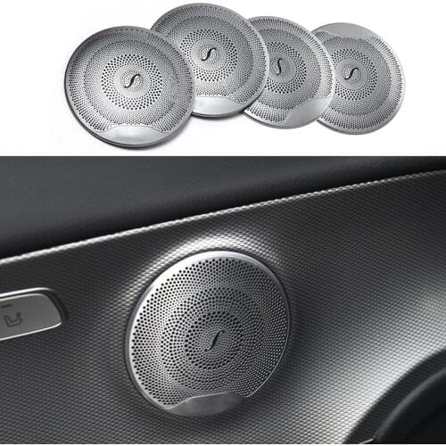 4PC Car Speakers Covers For Mercedes Benz W205 W213 E/C/GLC Class Car Door Horn Replace Caps Sound Audio Music Loudspeaker Cover