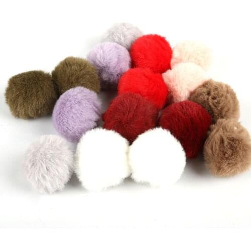 6pcs/lot 40mm Fur Covered Pompom Ball Beads Charm Pendant For Bracelet Necklace Jewelry Making DIY Earring Findings