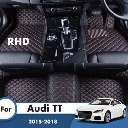 RHD Custom Car Floor Mats For Audi TT 2018 2017 2016 2015 Car Interior Accessories Styling Custom Leather Front & Rear Foot Pads