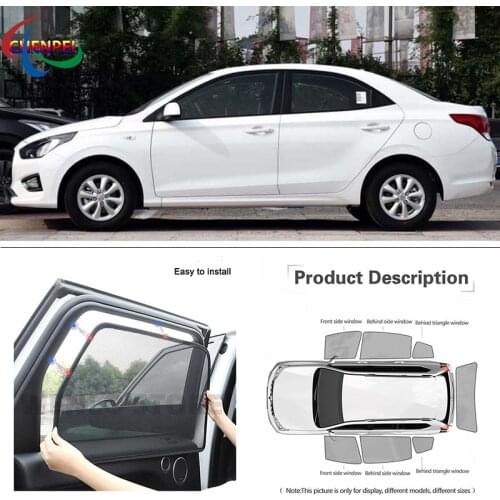 For Hyundai Verna 2018 Car Full Side Windows Magnetic Sun Shade UV Protection Ray Blocking Mesh Visor Decoration Accessories