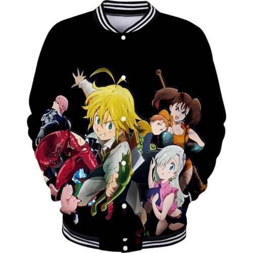 New Arrive meliodas 3D Baseball jacket men women black Jackets Casual meliodas Autumn boys girls Outerwear 3D Jacket Tops