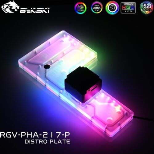 Bykski Distro Plate For Phanteks 217ex Dynamic Chassis, Waterway Board Deflector Water Cooling 12V/5V MB SYNC RGV-PHA-217-P
