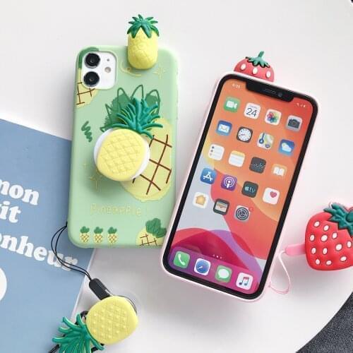 3D Strawberry Lanyard Silicone Case For Vivo Y71 Y75 Y83 Y85 Y97 Y7s Y17 Y3 Y19 Y5s Y55 Y66 Y67 Y91 Y95 Y93 Cover