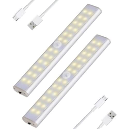 Motion Sensor Night Light 24 40 60 LED Closet Lights Battery Powered Cabinet IR Infrared Motion Detector Wall Lamp USB Charging