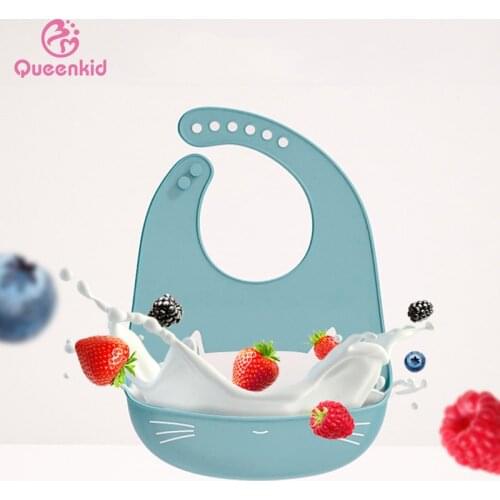 Baby Bibs Waterproof Soft Silicone Baby Feeding Bib Baby Stuff Solid Feeding Cartoon Girl Boy Bibs Tableware BPA Free Silicone