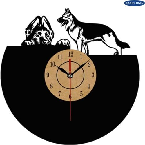 2017 Hot Vinyl Record Wall Clock Dog Design Wall Clocks Quartz Mechanism Black Vinyl Record Reloj