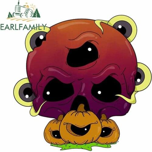EARLFAMILY 13cm x 12.9cm for Halloween Skull Car Stickers Motorcycle Helmet Camper Air Conditioner Snowboard JDM Assessoires