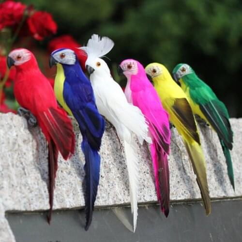 25/35CM Simulation Foam Feather Parrot Figurine Toys Nordic Home Garden Yard Decor Tree Decoration Outdoor Fake Bird Statue
