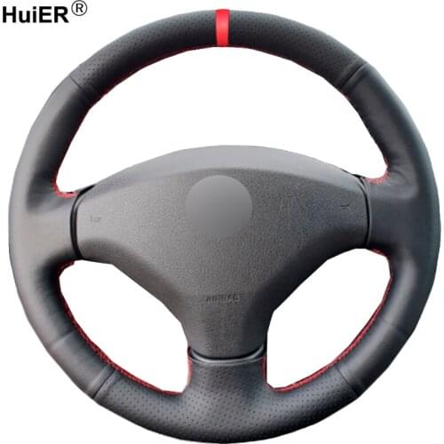 HuiER Hand Sewing Car Steering Wheel Cover Funda Volante For Old Peugeot 408 2012 2013 2014 Peugeot 308 2007-2013 Automobile