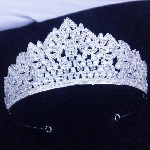 3A CZ Bridal Crown Shiny Zircon Wedding Crown Tiaras Headdress High-end Jewelry Women Party Headwear HQ0210