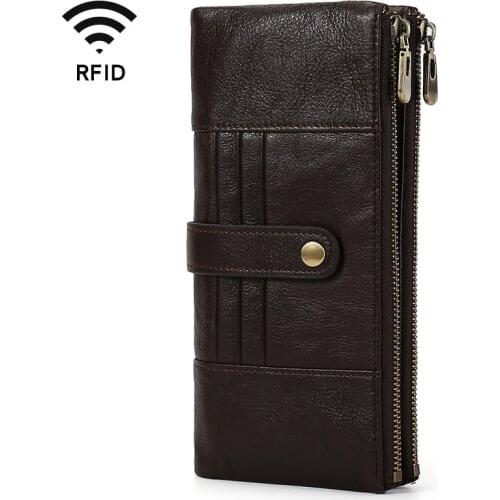 New Type RFID Anti-theft Brush Head Layer True Leather Wallet Woman Oil Wax Leather Large Capacity Handhold Wallets Trend purses
