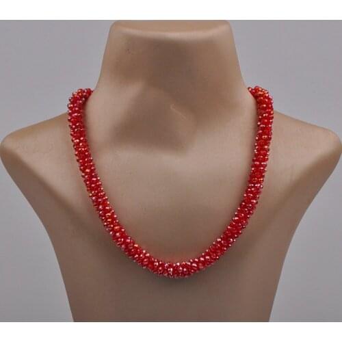 Red African Necklace Set Crystal Beaded Necklace Costume Jewelry Statement Necklace