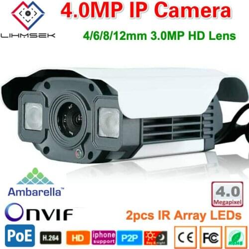 Lihmsek Digital 4.0 Megapixel HD video IP bullet Camera cctv security system Outdoor water-proof IP66 ONVIF 50m IR distance POE