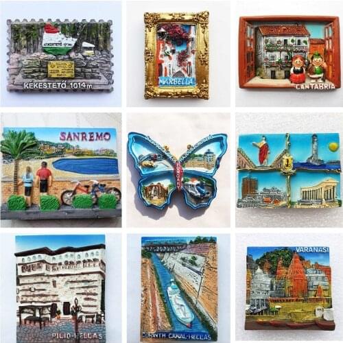 Fridge Magnet Souvenir Spain Croatia Greece Bulgaria Italy Algeria India France Hungary Resin Refrigerator Sticker Kitchen Decor