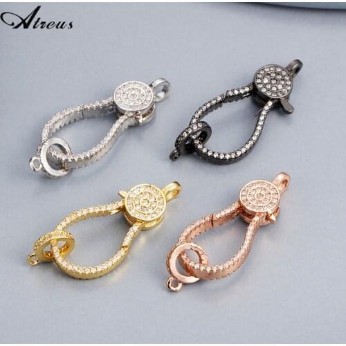 1pc DIY Copper Micro Pave Zirconia Clasps & Hooks Jewelry Findings Fasteners Supplies Lobster Clasp Accessories For Handmade