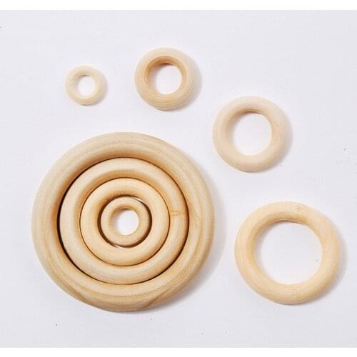 Missxiang new 15-150mm DIY Wooden Beads Connectors Circles Rings Beads Unfinished Natural Wood Lead-Free Beads cuentas de madera