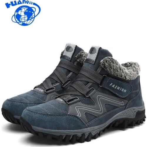 HUANQIU Men Boots Winter With Fur 2018 Warm Snow Boots Men Winter Boots Work Shoes Men Footwear Rubber Ankle Shoes Wyq155