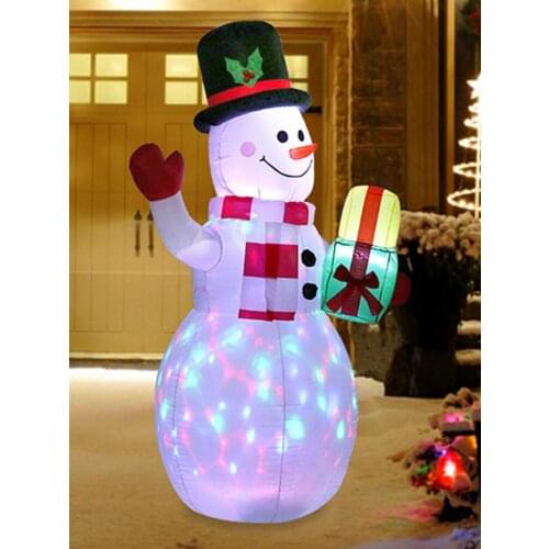 150cm New Year Lighting Snowman Dolls Christmas Inflatable Snowman Cute Illuminated Decoration Santa Claus Doll Set Wholesale