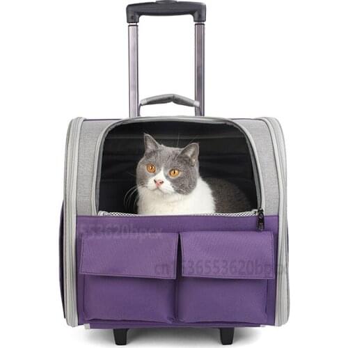 Pet Wheel Carrier Dog Cat Travel Transport Bag Rolling Luggage Backpack Travel Tote Trolley Bags for Dogs Stroller Drop Ship