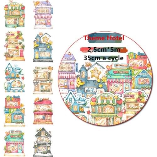 Various Theme Hotel decoration washi Tape DIY planner Diary scrapbooking masking tape Escolar