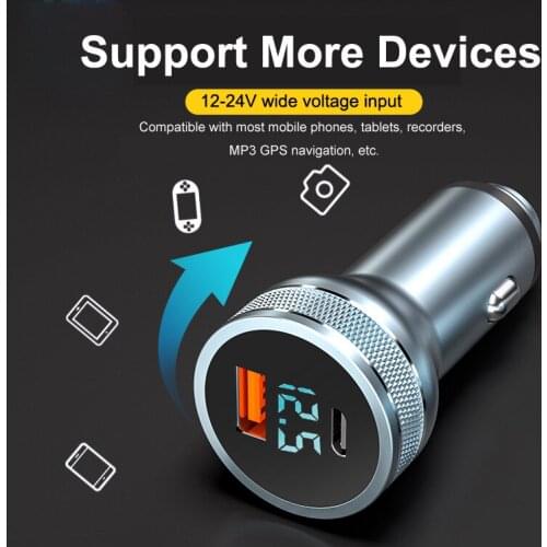 All Metal Dual USB Car Charger 24W 3.1 QC3.0 Fast Car USB Charger LED Auto Car Charging Adapter