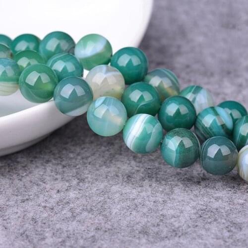 Stripe Agate Loose Beads Natural Gemstone Smooth Round for Jewelry Making