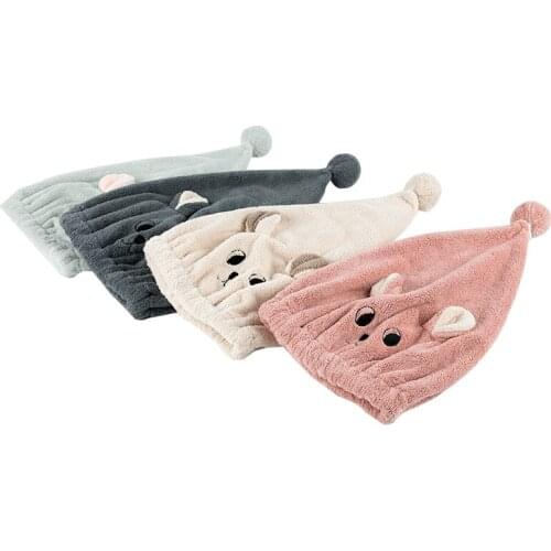 Quickly Dry Hair Wrapped Towels Cute Cartoon Dry Hair Hat Bath Hats Portable Shower Cap Bath Accessories