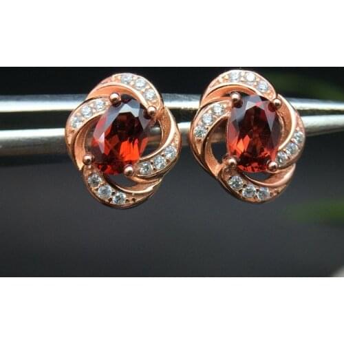 Shop promotion product 925 pure silver Natural Garnet Earrings including certificate for friend gift lady Earrings