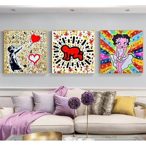 Graffiti and figure drawings street painting canvas painting mural modern home posters and prints home decoration pictures