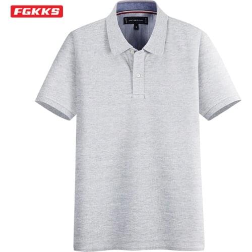 FGKKS Summer Men Casual Polo Shirts Brand Mens Fashion Solid Color Polo Shirts Tops Comfortable Breathable Wild Polo Shirt Male