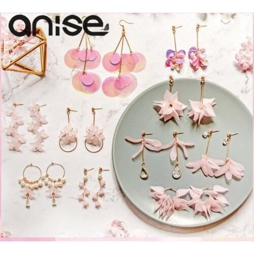 New Style Fashion Flower Long Earrings Jewelry Findings Petal Dangle Earrings DIY Jewelry Package For Gift Handmade Making