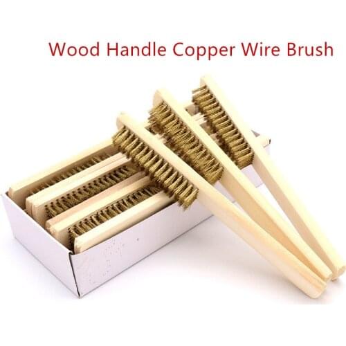 Polishing Rust Removal Tool Grinding Cleaning Brush Surface/Inner Hand Tool Wood Handle Brass Wire Copper Brush Industrial Tool
