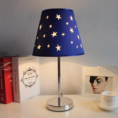 Modern simple blue star small desk lamp childrens study writing reading desk lamp living room bedroom table lamp