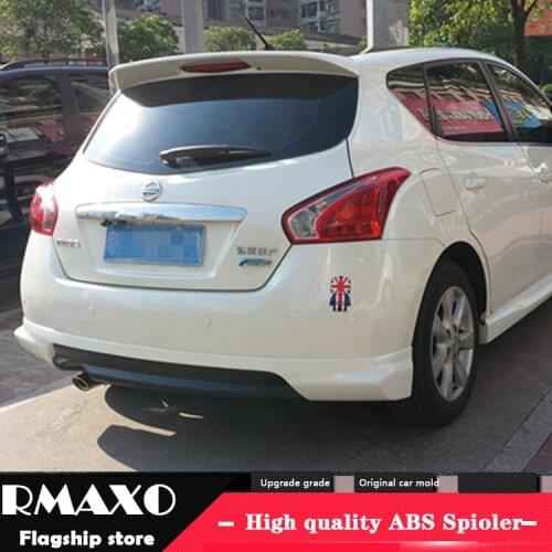 For NISSAN TIIDA Spoiler 2012-2015 Versa spoiler High Quality ABS Material Car Rear Wing Primer Color Rear Spoiler